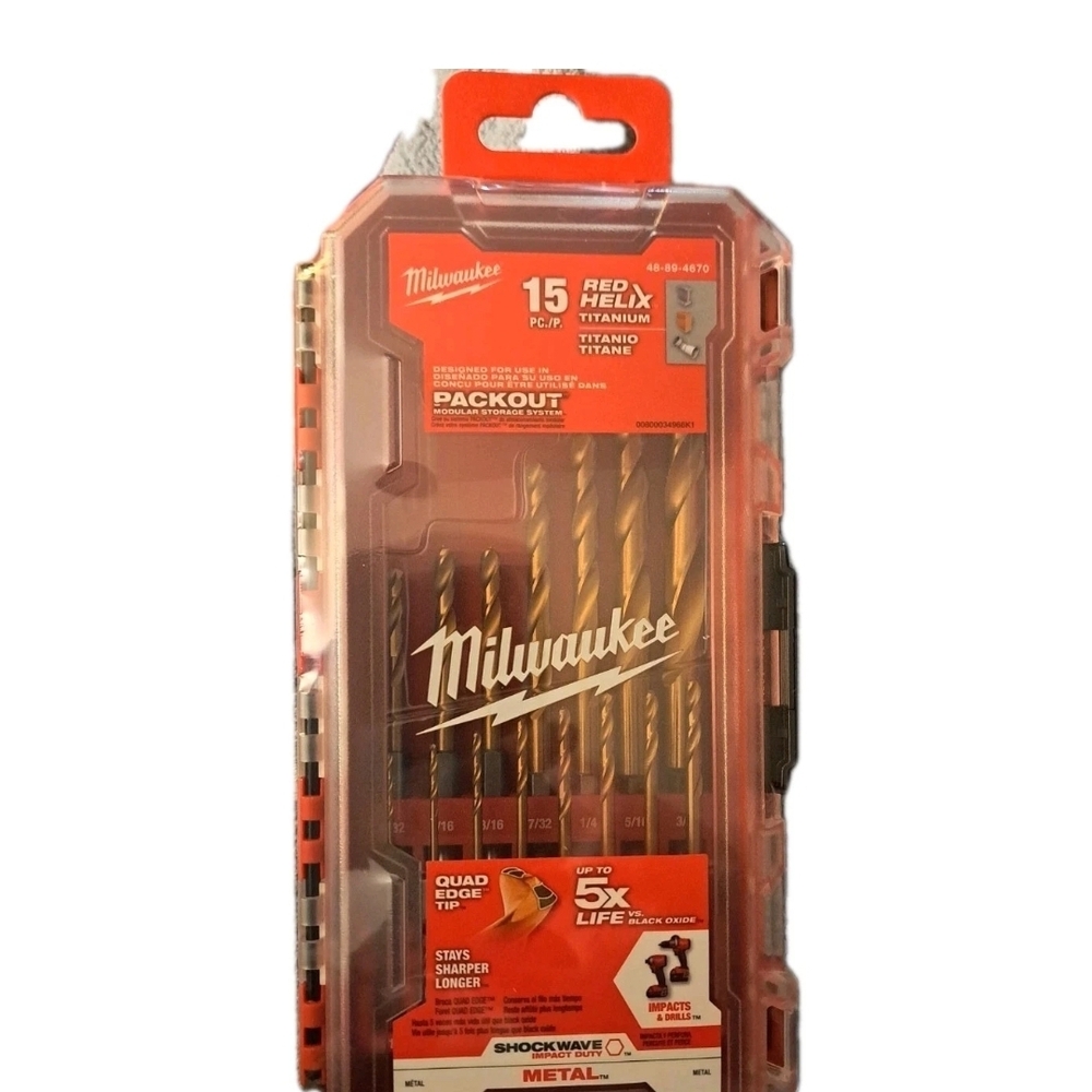 Milwaukee 48-89-4670 15 Pc. Shockwave Impact Duty Red Helix Titanium Drill Brcs2